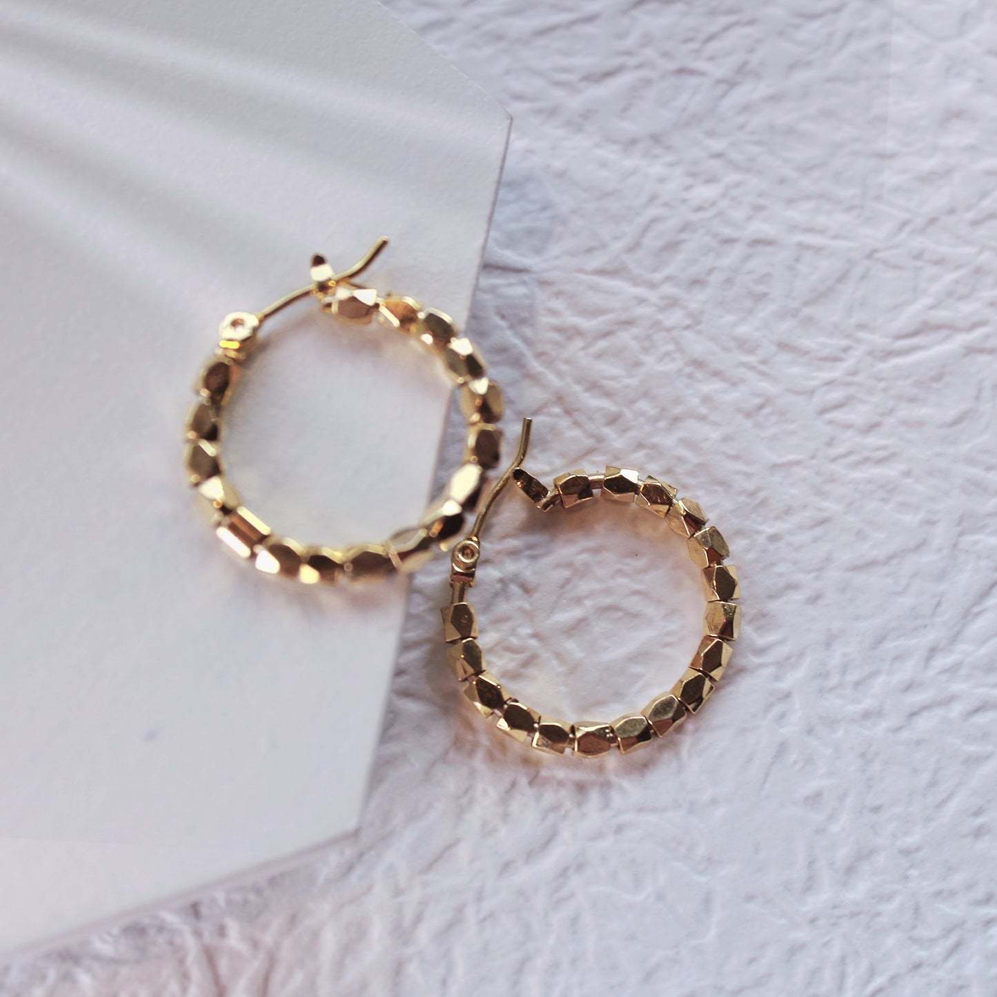 Beaded Halo Hoops - Gold