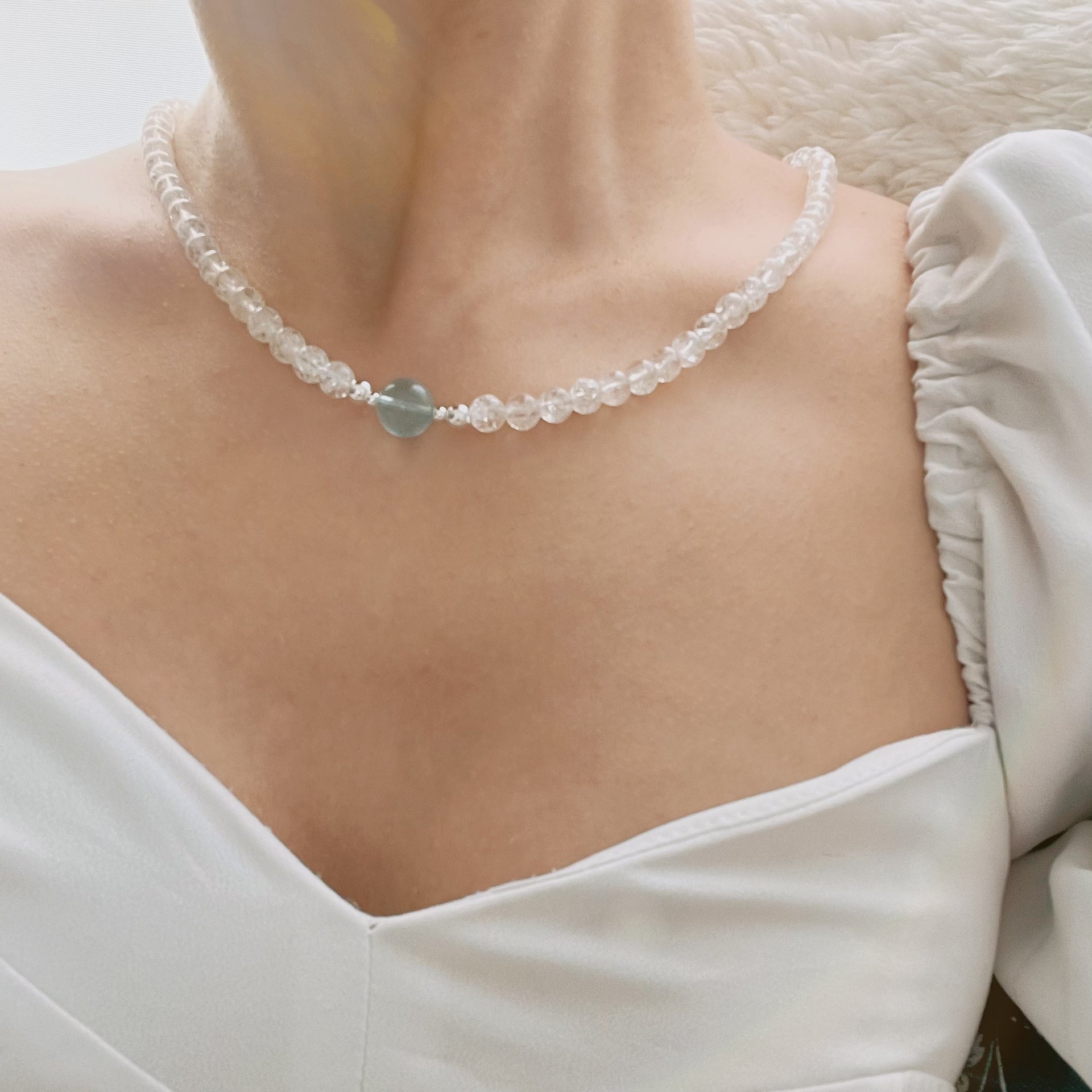 AQUAMARINE NECKLACE BLUE NECKLACE GIFT QUARTZ NECKLACE – KAMA Yogic Shop