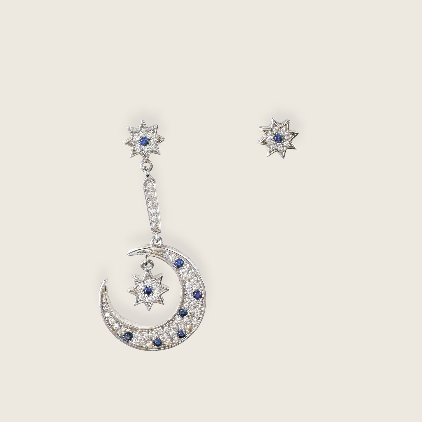 NEELA Blue Moon and Star Earrings