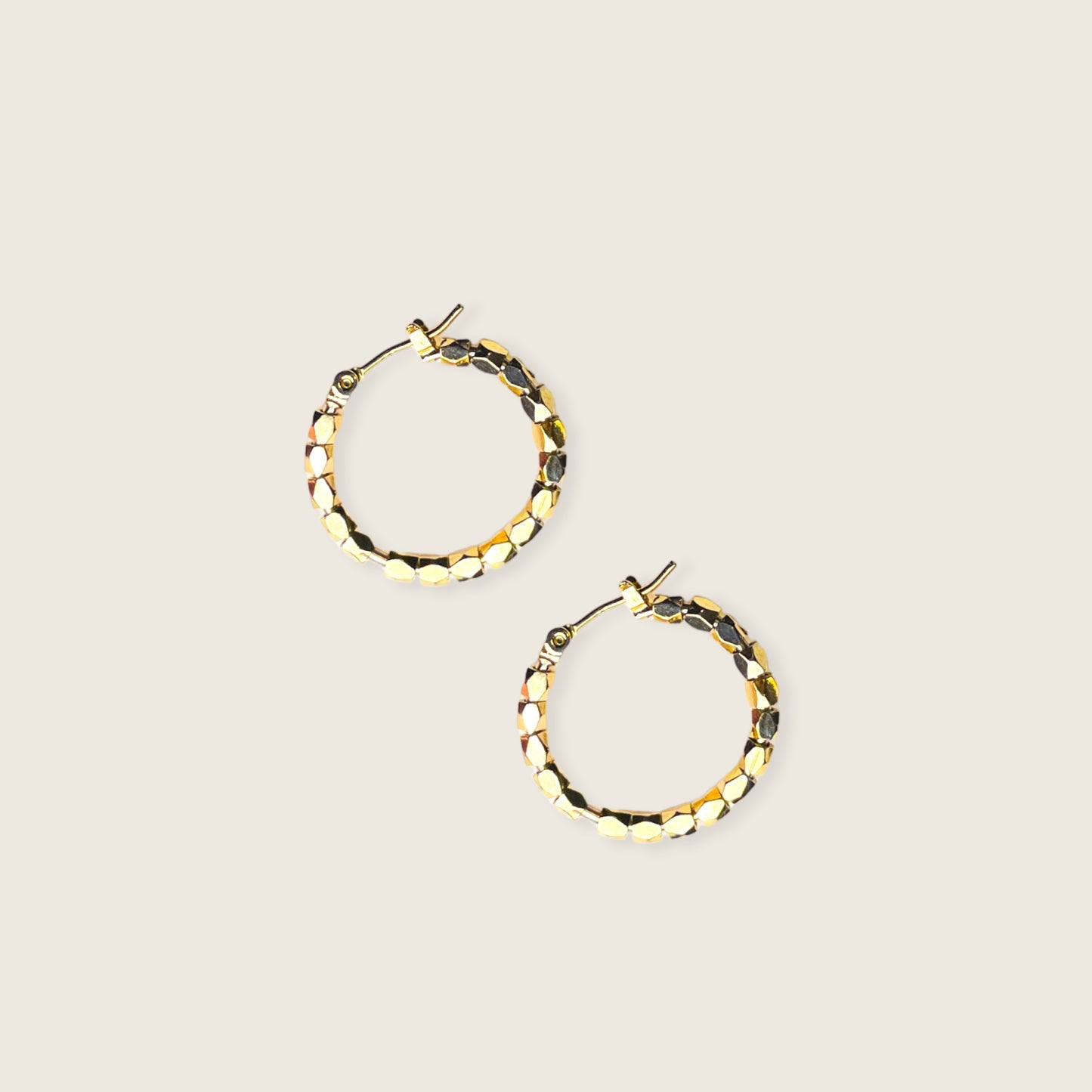 Beaded Halo Hoops - Gold