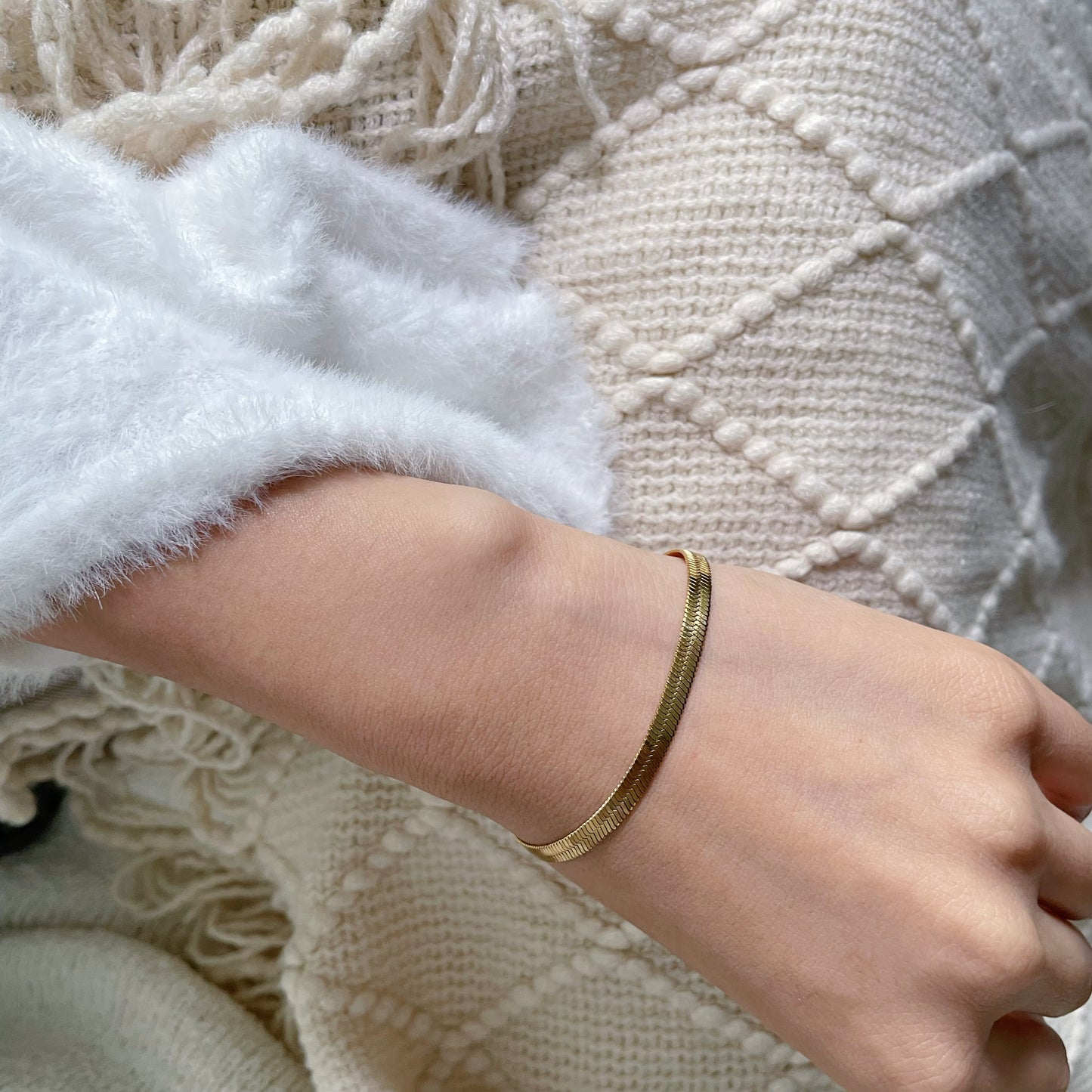 Bold Herringbone Chain Bracelet